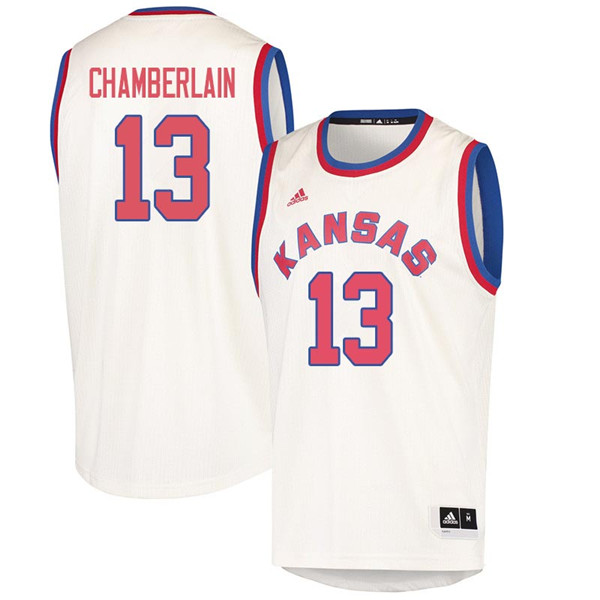 Men #13 Wilt Chamberlain Kansas Jayhawks 2018 Hardwood Classic College Basketball Jerseys Sale-Cream